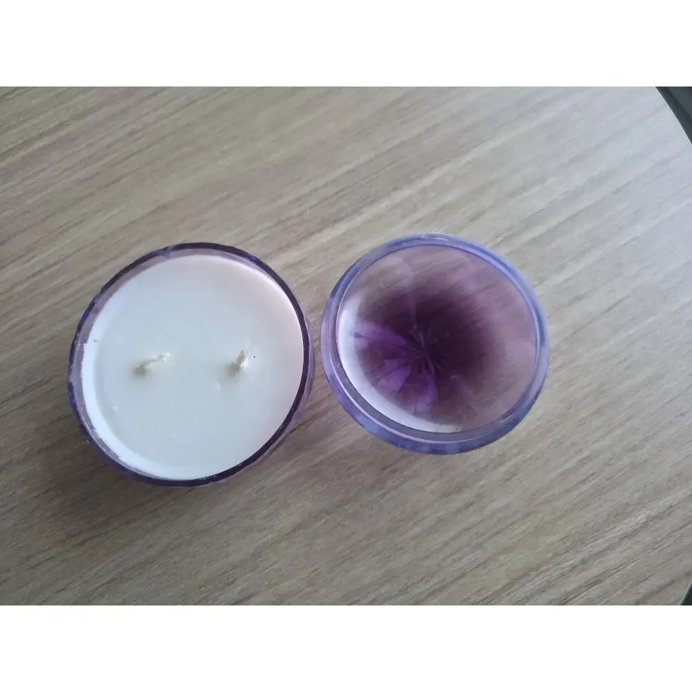 NWT Anthropologie Blooming Tulip Fields Glass Candle 2-Wick Purple Iridescent